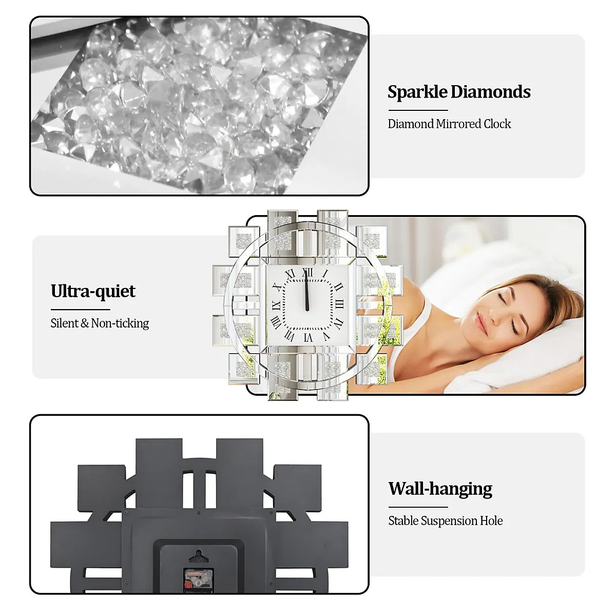 Artloge Crushed Diamond Inlay Wall Clock For Home Decor-Furniture Kingdom
